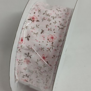 Banda decor cu flori 4cmx10y roz