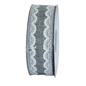 Banda decor textil 38mmx10m gri