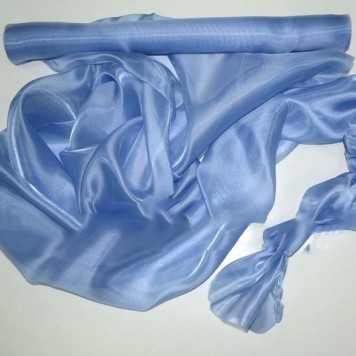 Organza saten 47cmx10m albastru vintage