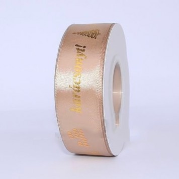 Banda decor saten 25mmx22,86m auriu