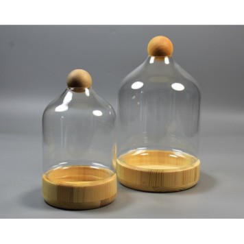 Bol din sticla/lemn 12x22cm