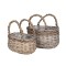 Set cos oval din nuiele cu manere 26x19x16/26,5cm S2 gri