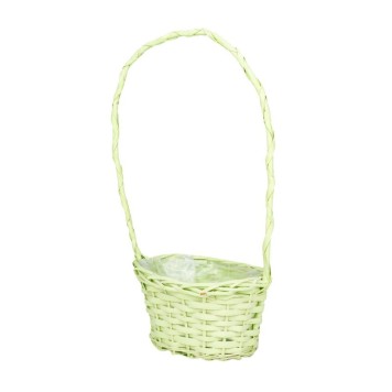 Cos oval din nuiele cu toarta 22x16x12,5/45,5cm verde