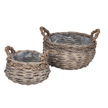 Set cos din nuiele cu manere  25x14/19cm S2 gri